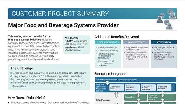 Screenshot of the Customer Project Summary