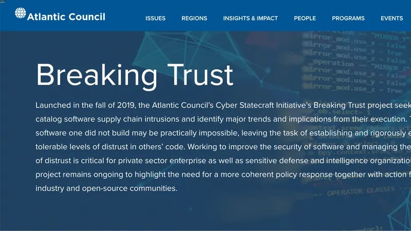 Screenshot of Atlantic Council Website